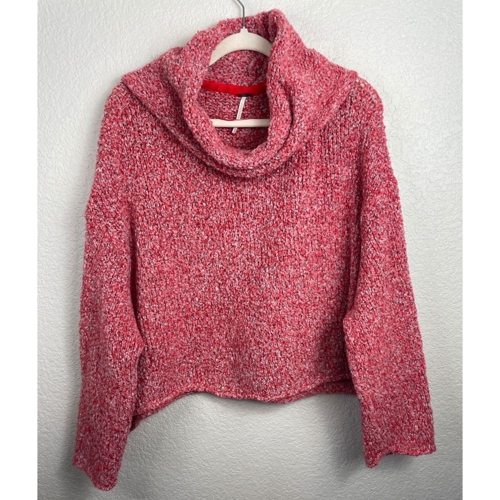 Free People BFF Cowl Neck Slouchy Sweater Womens Medium Red Lotus Oversized Boxy